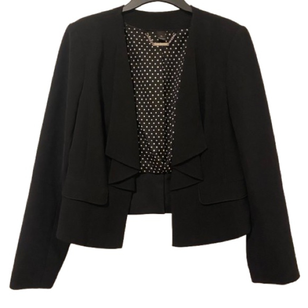 Black White House Black Market open-front blazer with a polka dot lining 14
